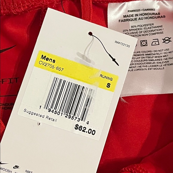 Nike Team Stock Tights Mens S Red zip ankle cuffs Dri-fit CV2705-657 NWT $62 - Picture 4 of 9